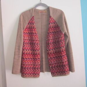 Kuna Baby Alpaca Knit Cardigan Size S Handknit Peru 34" Bust Snap Front Sweater